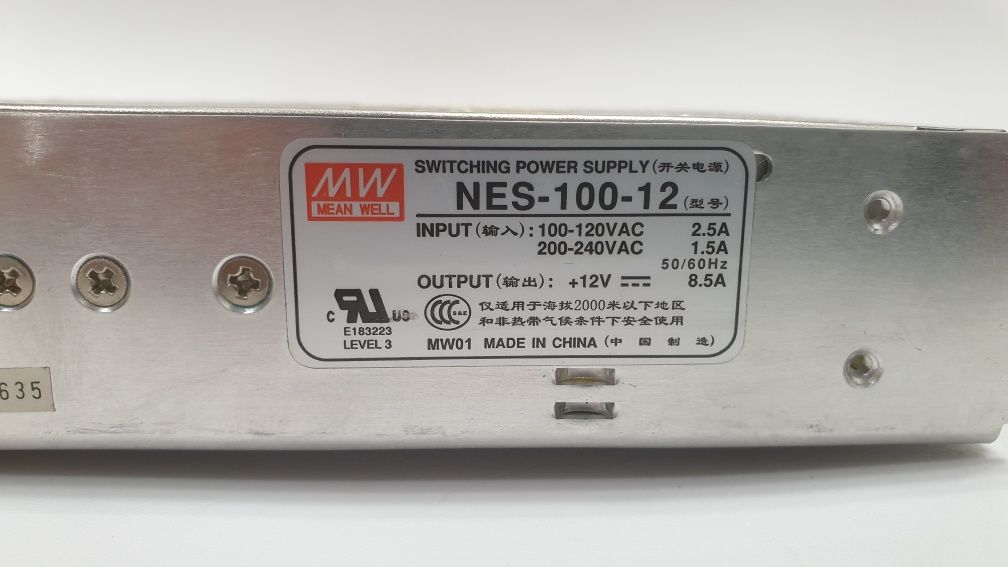 MW Источник, блок питания 220 / 12v Mean well NES-100-12 . 8,5A