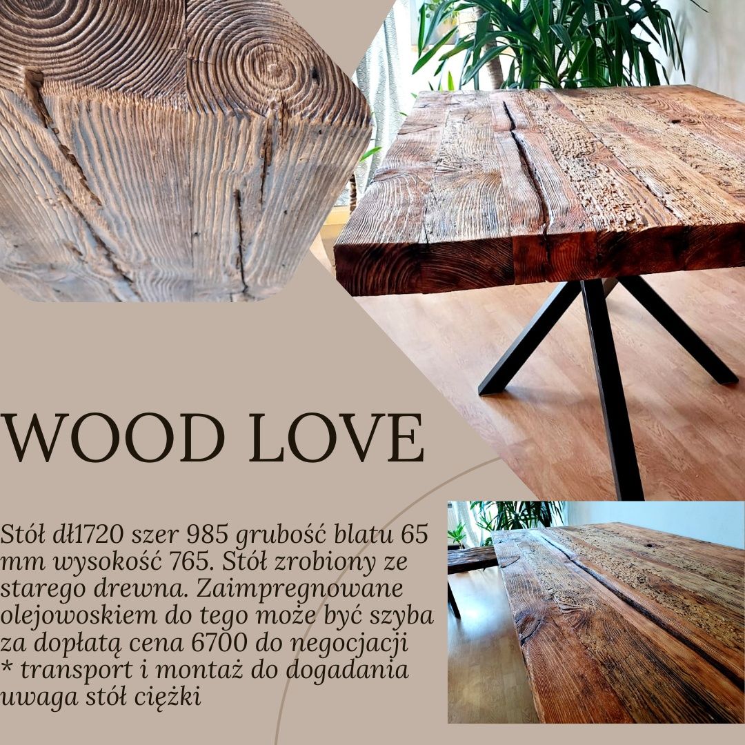 Stół drewniany piękne stare drewno