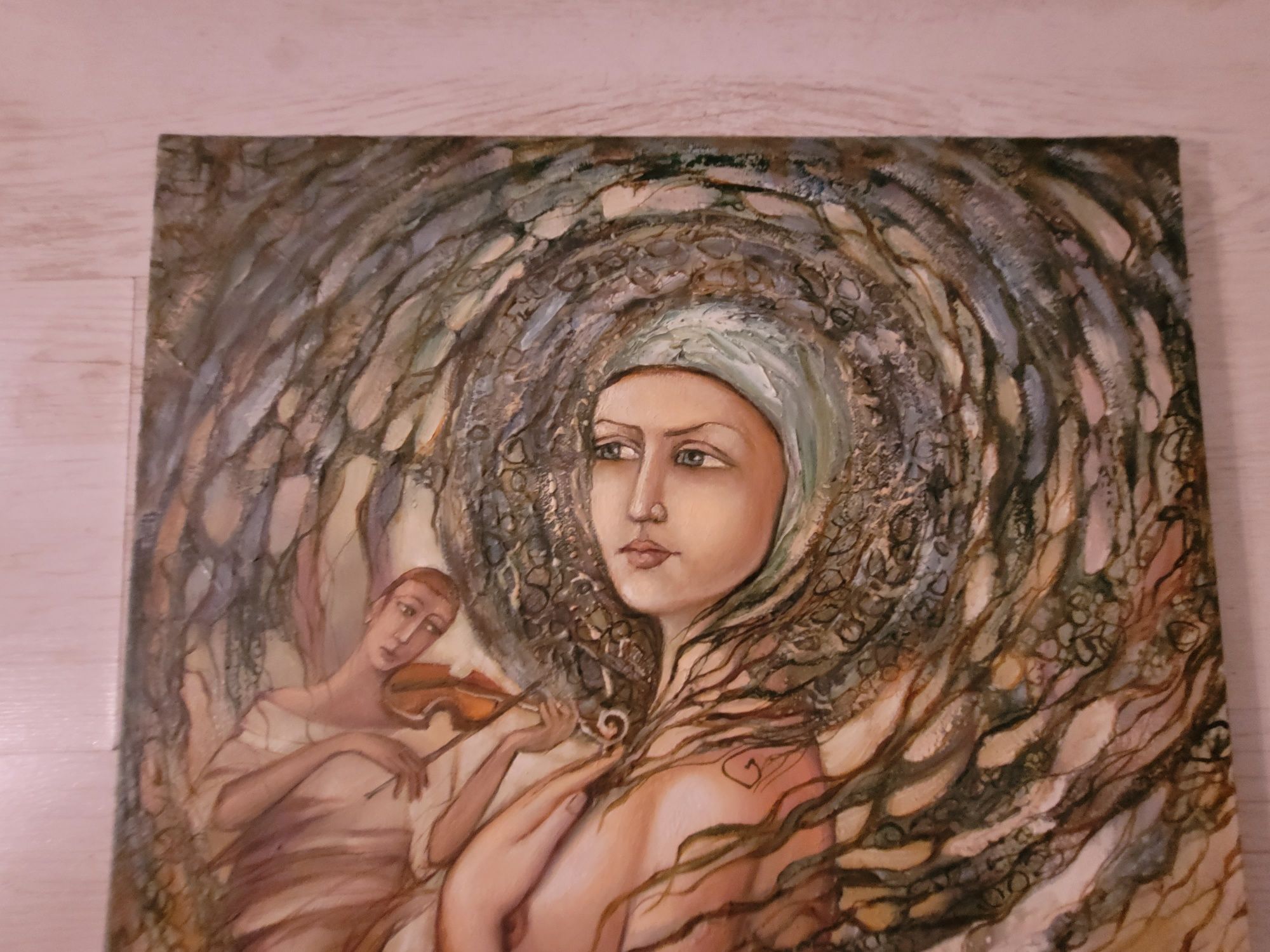 Obraz olejny Kobieta skrzypek płótno -fenomenalny efekt głębi 40x50 cm