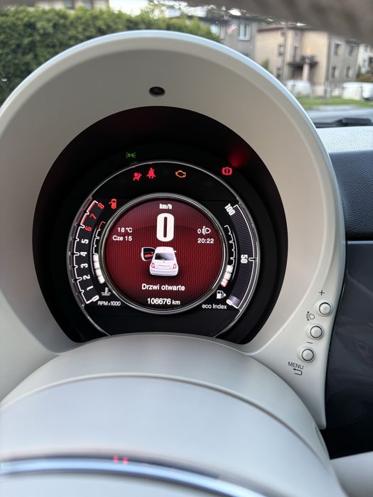 Fiat 500 lounge 1.2 benzyna 2019r klima , szklany dach, led , carplay