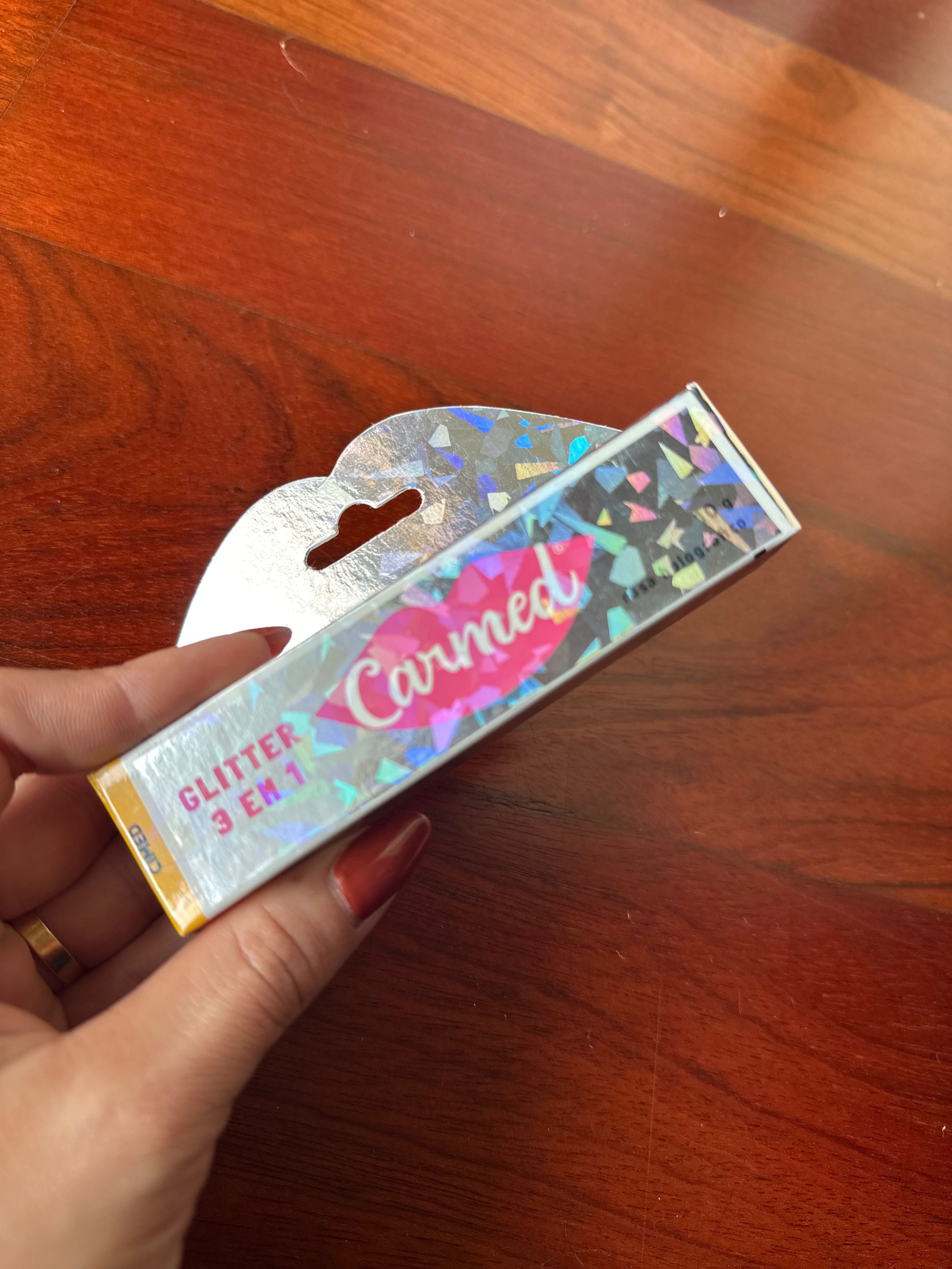 Gloss Carmed rosa glitter 3 em 1