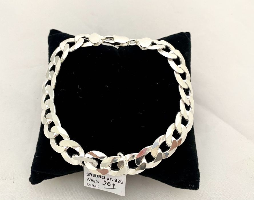 Nowa Srebrna męska bransoleta szerokość 10 mm próba 925. Sklep