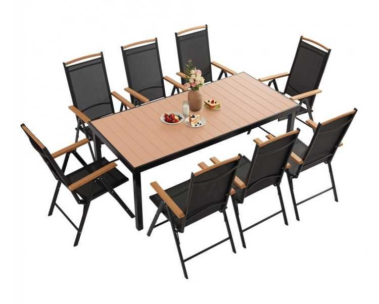 Zestaw mebli ogrodowych - duży stół (190x90 cm) i 8 krzeseł, NOWY