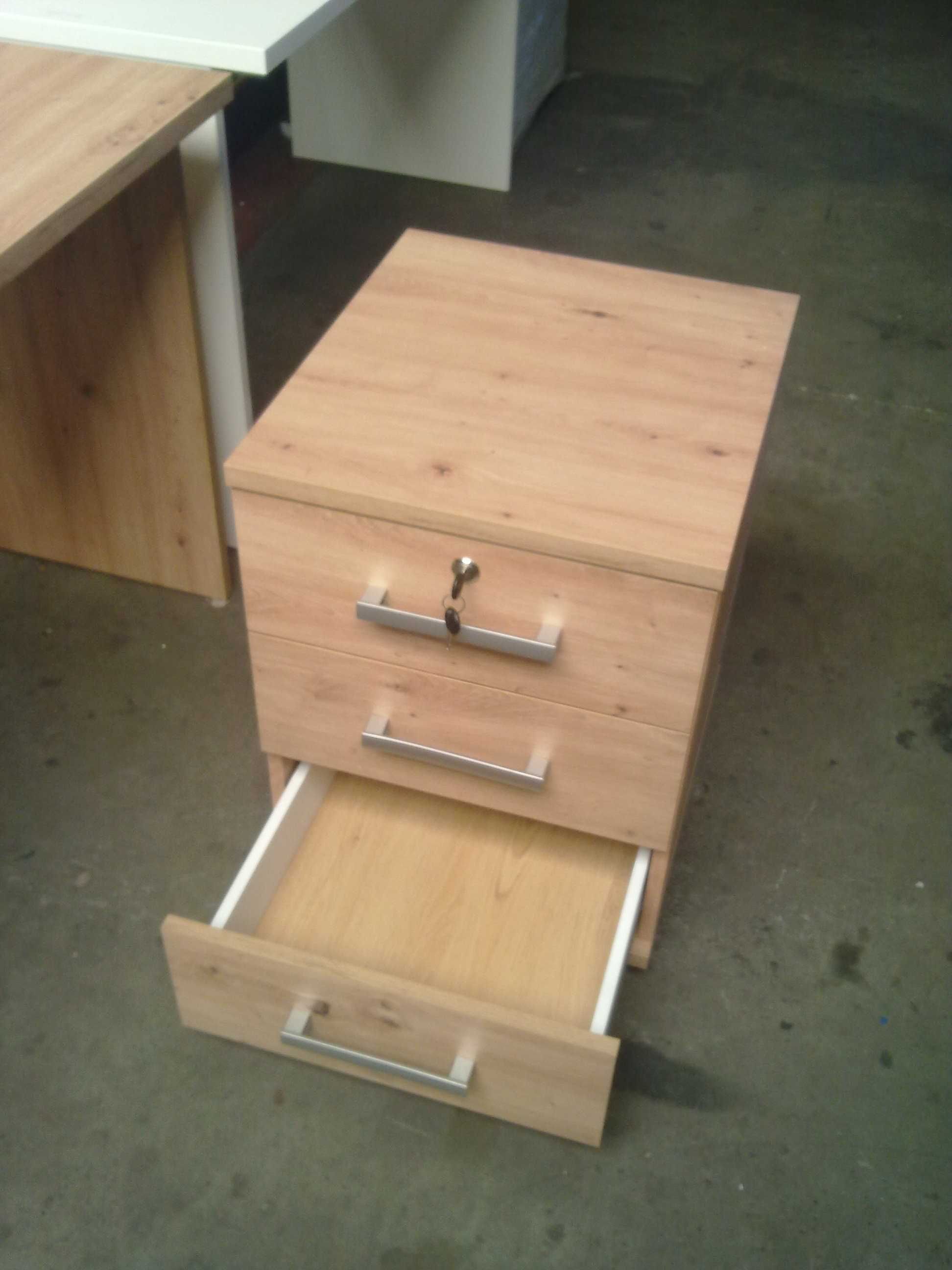 43x48x60 (dąb artisan) Nowe kontenerki na kółkach pod biurko