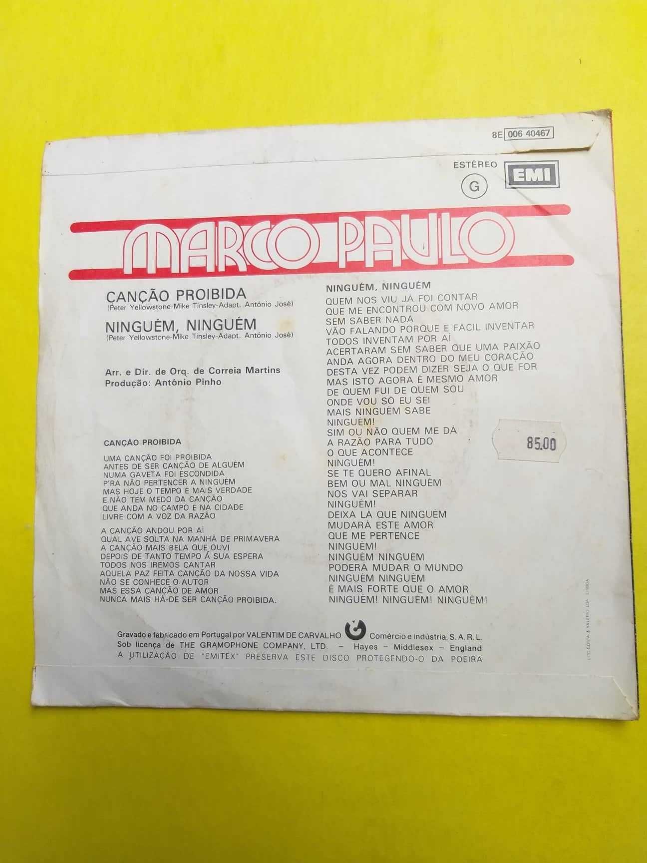 Single Vinil Marco Paulo-Canção Proibida