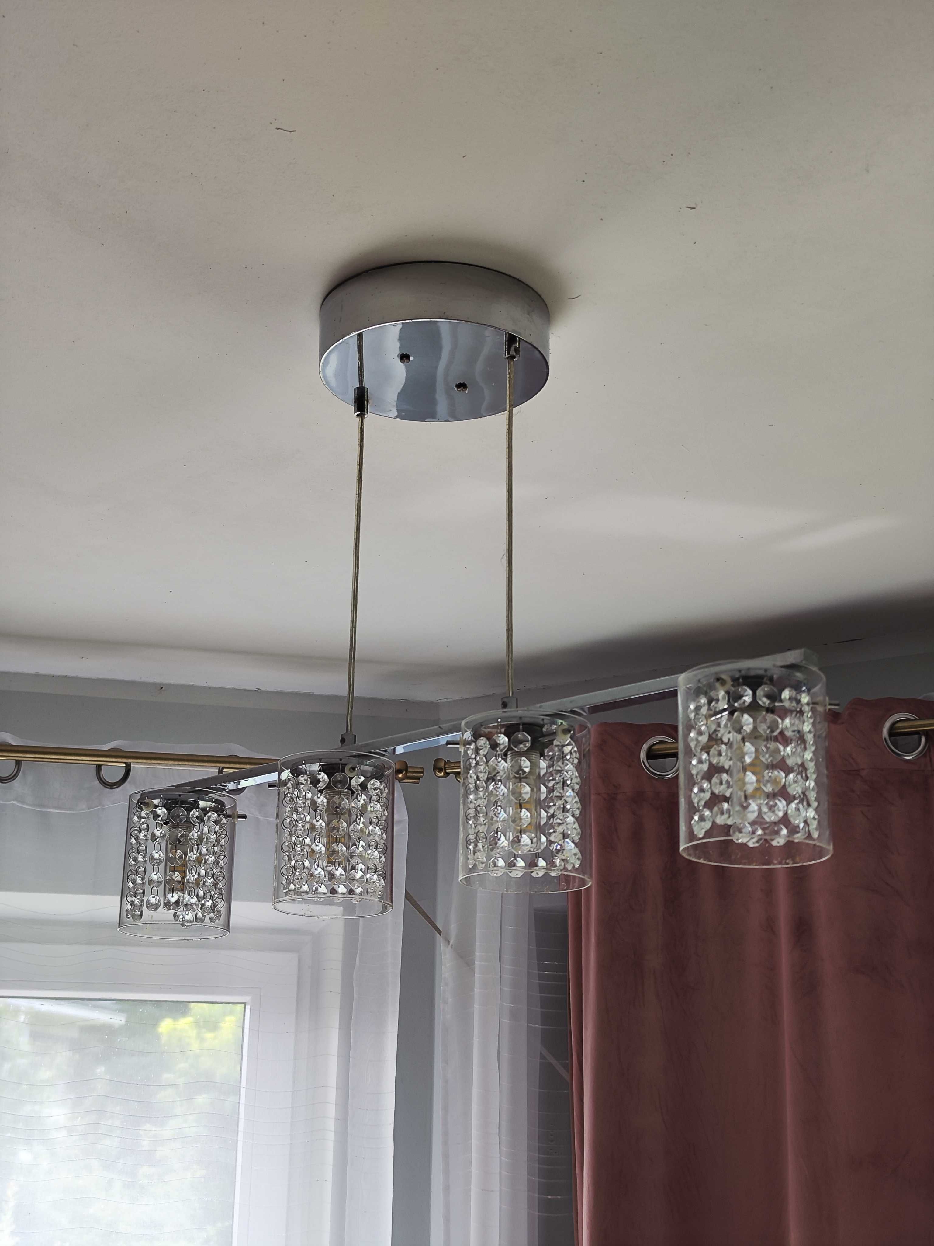 Lampa Wisząca Szklana Żyrandol z Kryształkami G9