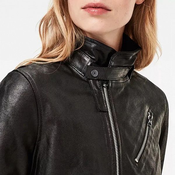 G-star Empral Straight Biker Leather Jacket Skóra Ramoneska Skórzana