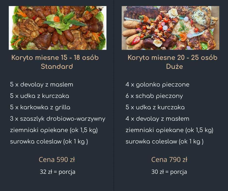 Catering okolicznościowy / Koryta mięsne / Zimna płyta / Dowozimy !