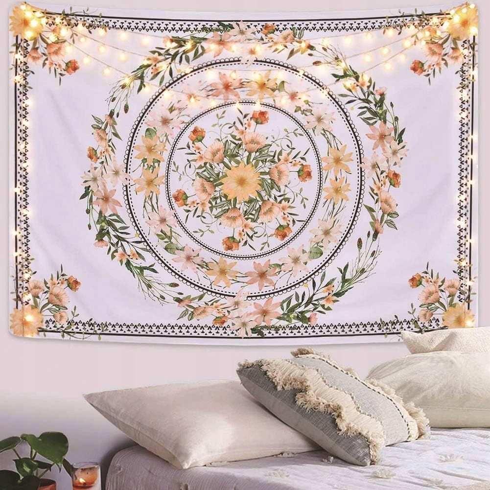 gobelin ścienny kwiaty, gobelin mandala do dekoracji domu kbeazy