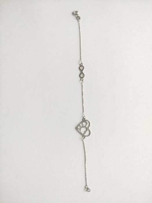 Bransoletka nieskończoność i serce pozłacana marki W. Kruk.