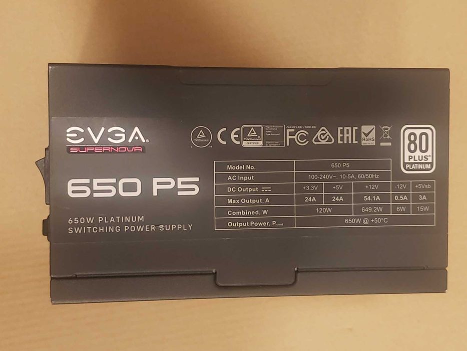 Блок питания EVGA 650 P5. 80+ platinum. неисправный.
