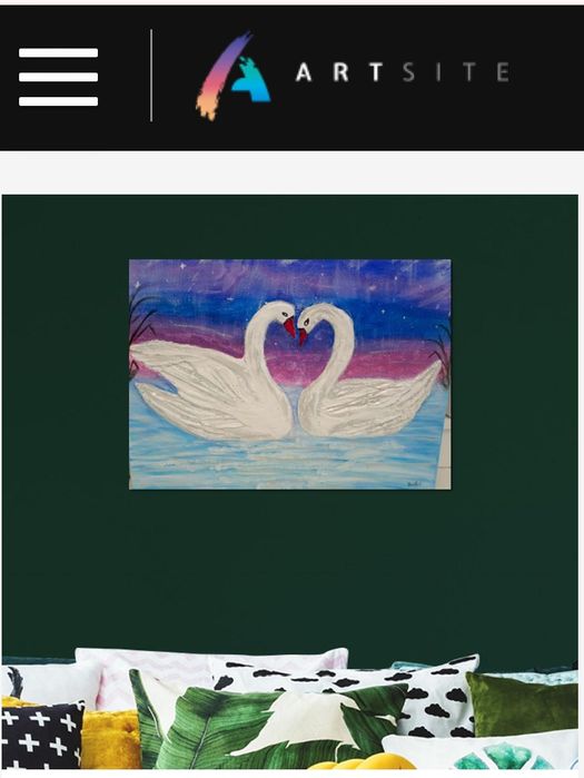 Obraz łabędzie strukturalny rękodzieło akryle