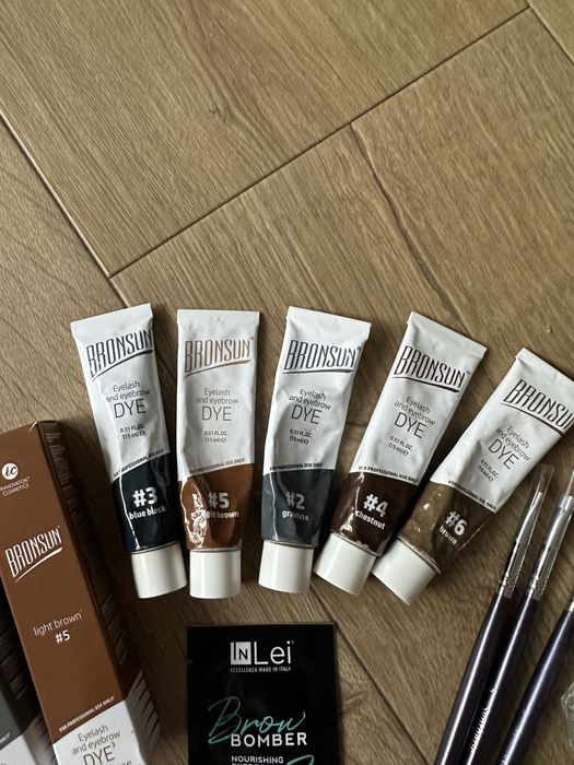 Zestaw dla stylizacji brwi - henna, farba, pędzle, żel do brwi, botox