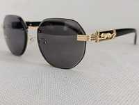 CARTIER męskie złote okulary przeciwsłoneczne lampart filtr UV 400