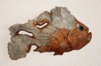 Большая скульптура рыбы из дерева (можжевельник)