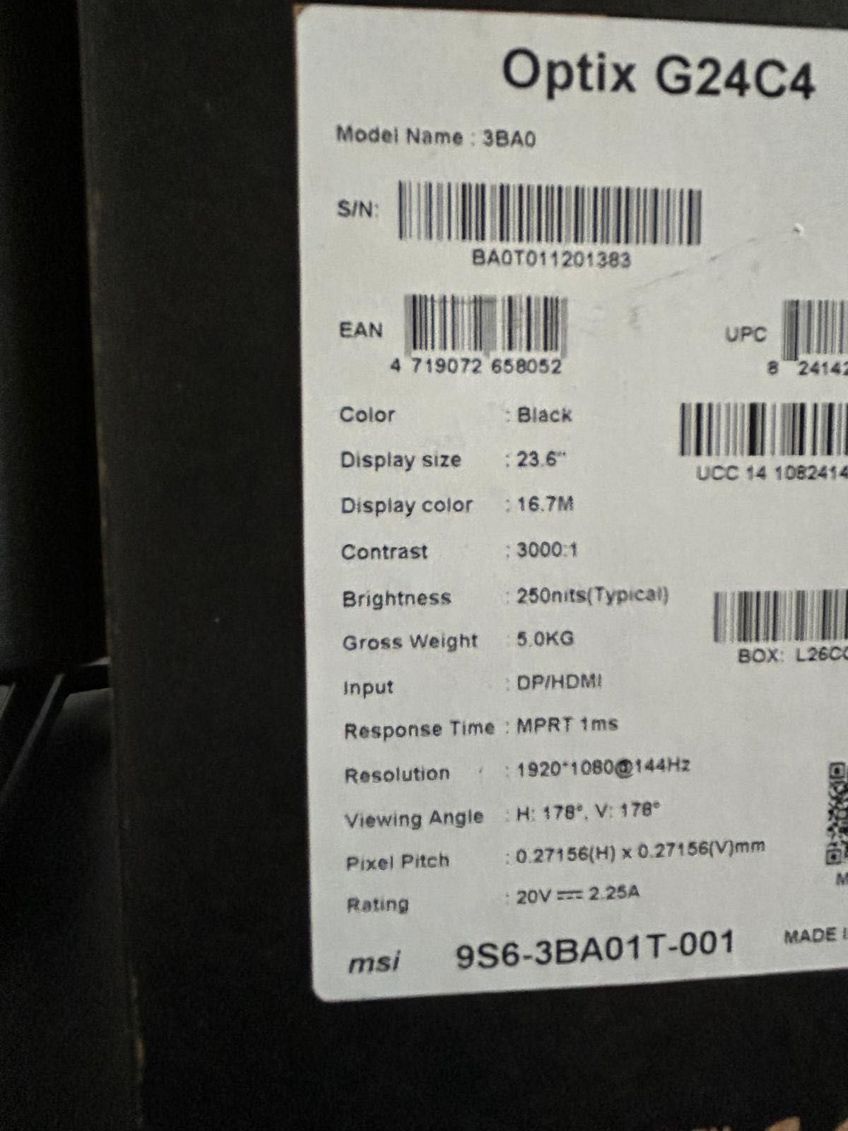 Monitor MSI Optix G24C4 23.6" 1920x1080px 144Hz 1 ms  Zaokrąglony