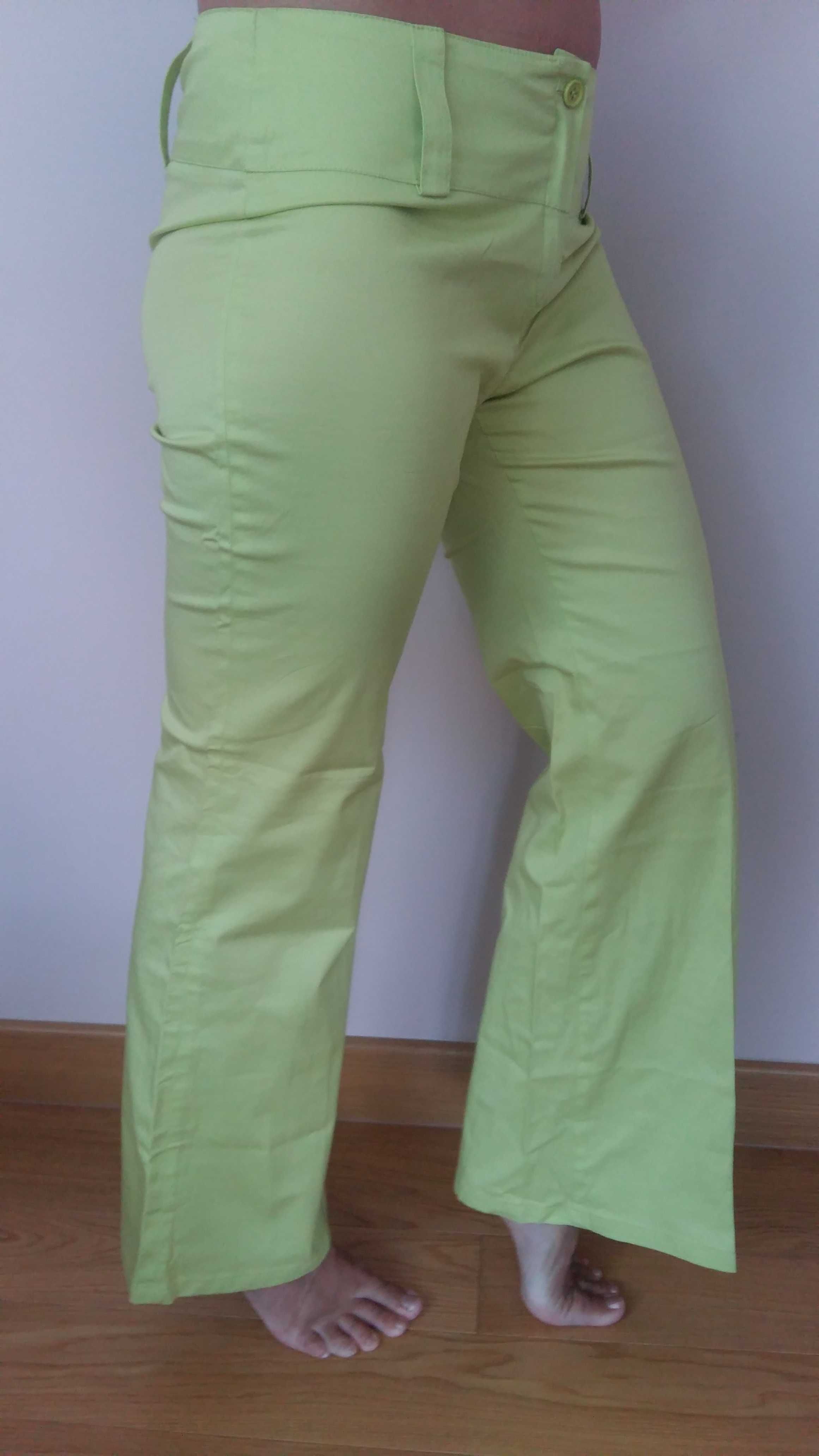 Spodnie rozm.M/L Terranowa szeroka nogawka bawełna zieleń wiosna/lato