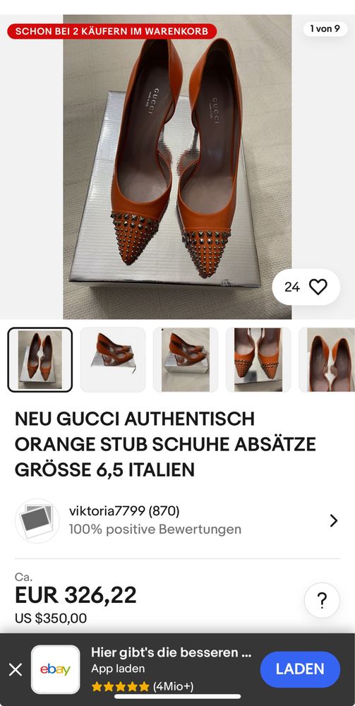 помаранчеві туфлі Gucci на підборах з металевими елементами