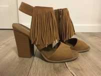 Sandały damskie z frędzlami boho brąz 36 Deichmann / Graceland