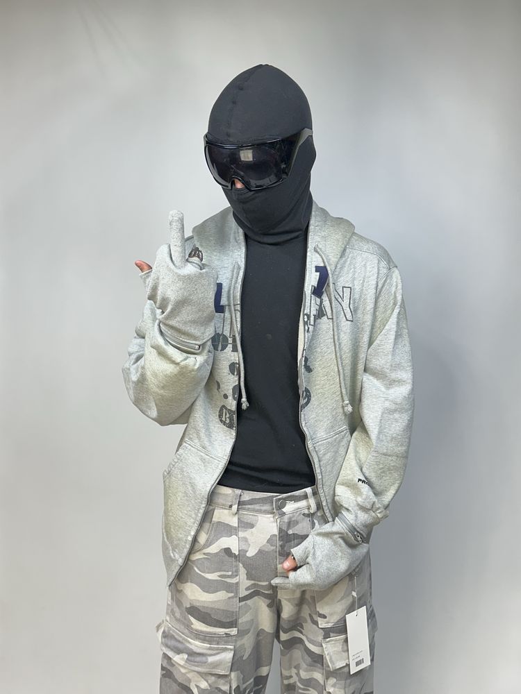 Project G/R GRAILZ full zip hoodie зипка худи кофта серая зіп худі M L