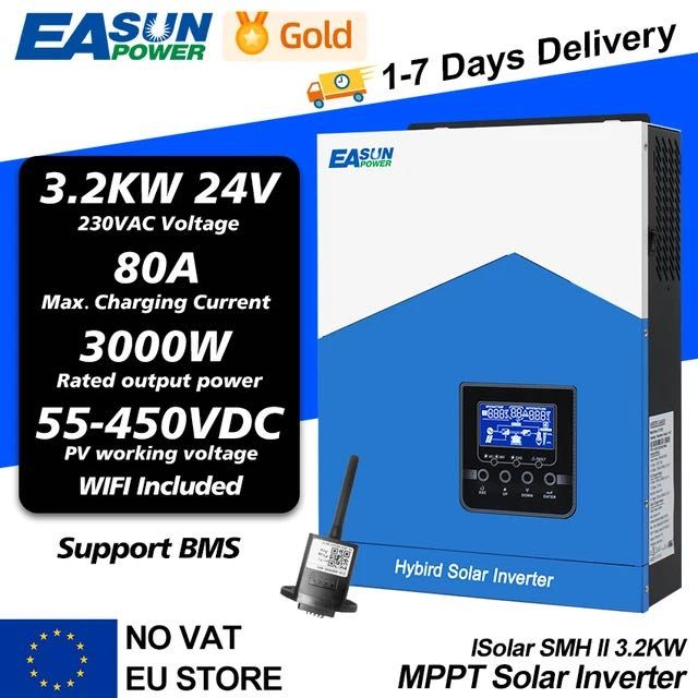 Гібридний інвертор EASUN 3.2-6.2 кВт MPPT 80A чистий синус В НАЯВНОСТІ