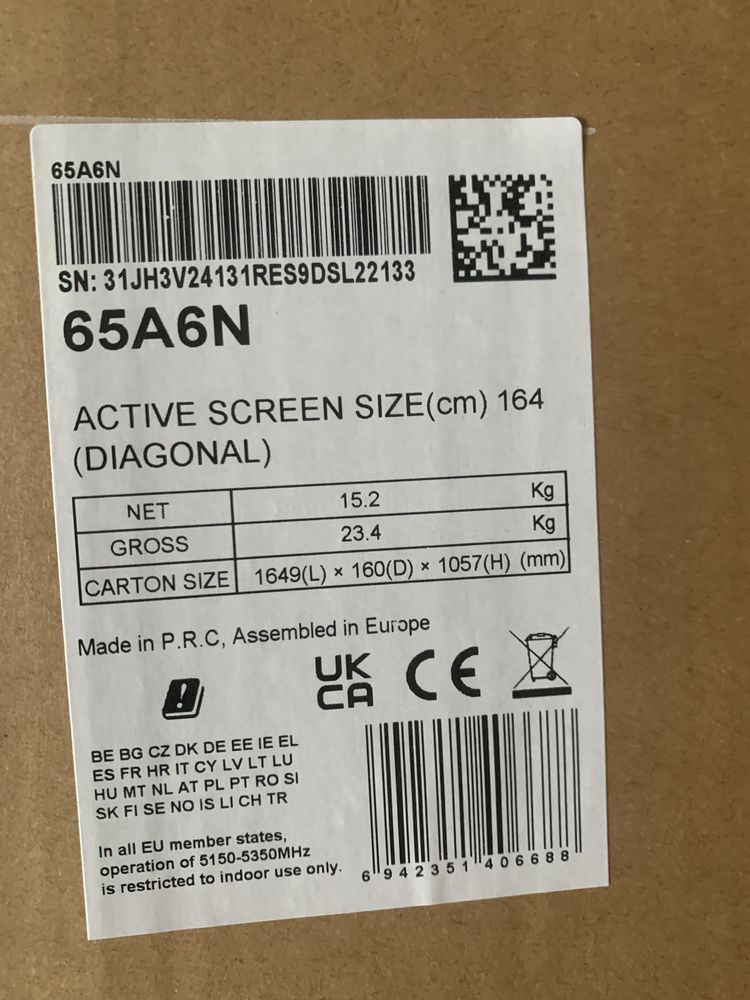 Телевізор hisense 65A6N