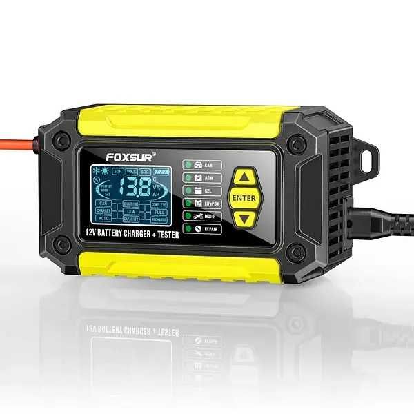 Импульсные зарядное устройство+ тестер АКб FOXSUR (6А). Оригинал