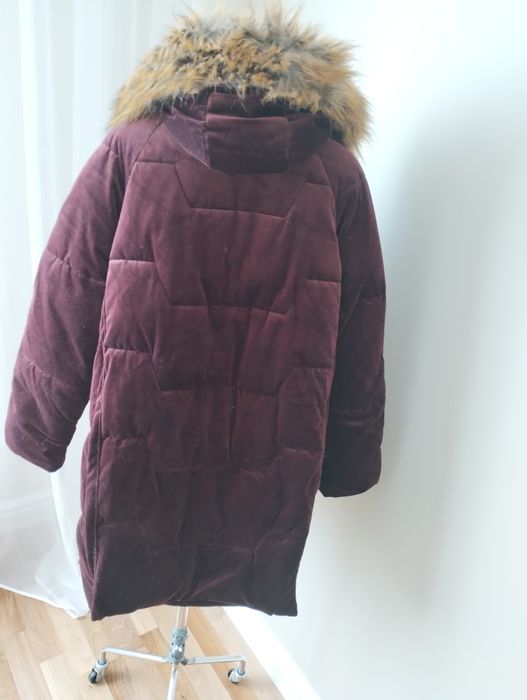 CROPP kurtka zimowa mięciutka aksamitna bardzo ciepła bordowa R 38 M