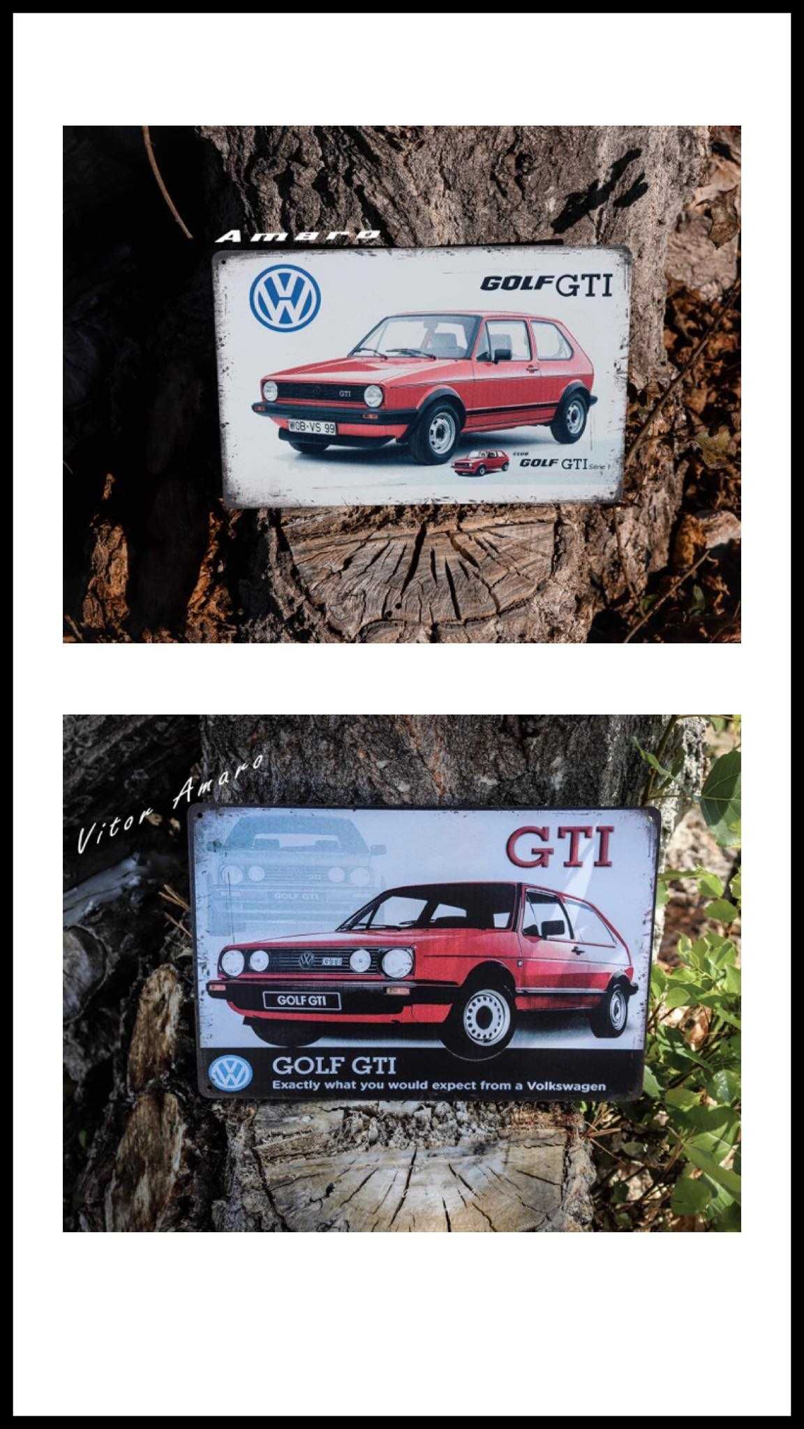 Placa/Chapa de Metal Vintage/Retro Volkswagen Golf MK1 ou MK2 GTI