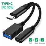 OTG Type C кабель 2в1 Швидка зарядка TypeC 10w + Data (usb)
