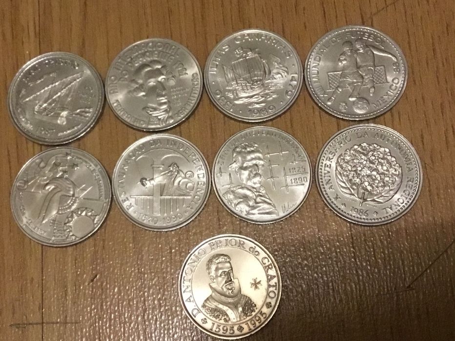 Lote de 9 moedas comemorativas 100 escudos em cupro níquel