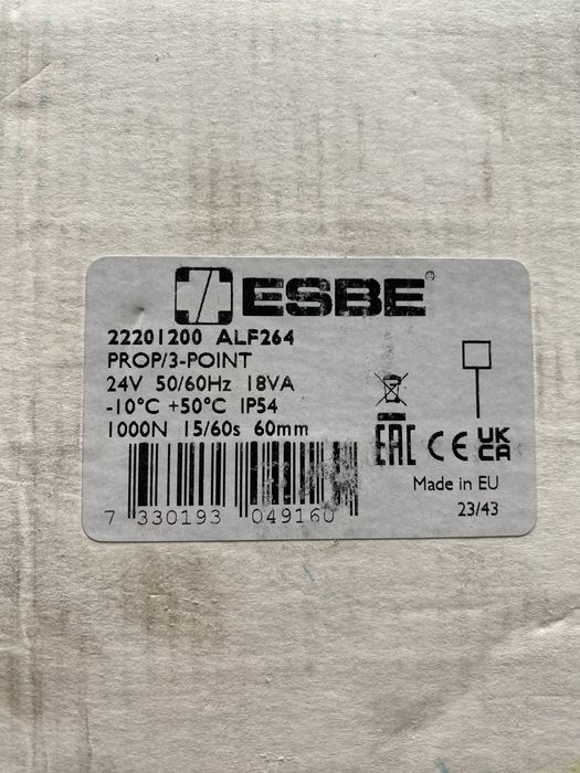 Siłownik liniowy ESBE model ALF264, 24V AC, 1000N