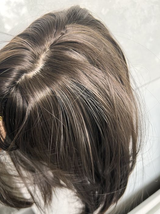 Peruka brąz grzywka nowa włosy krótkie ash brown gęsta premium
