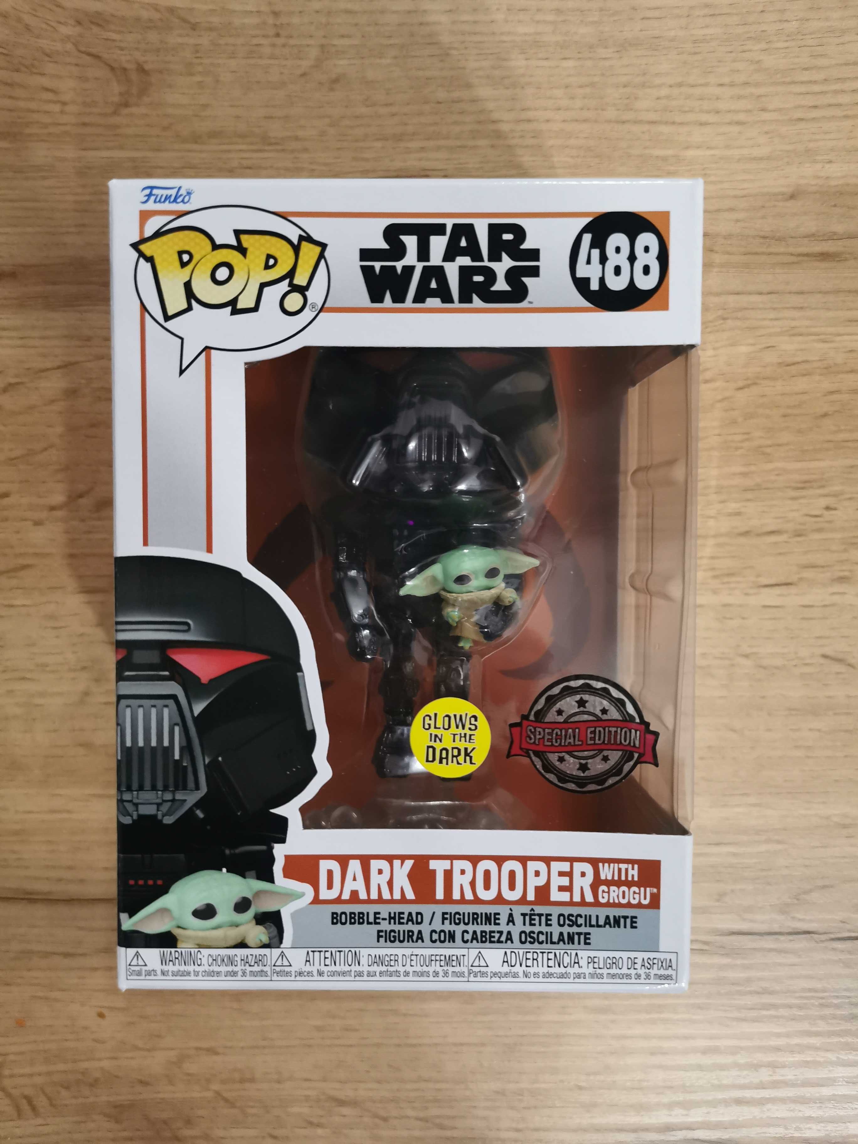 Star Wars Dark Trooper with Grogu 488 GITD Funko Pop