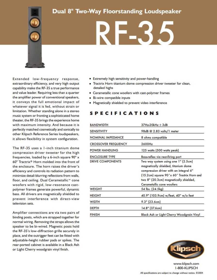 Rewelacyjne kolumny podłogowe Klipsch RF-35 - możliwe ze wzmacn + sub