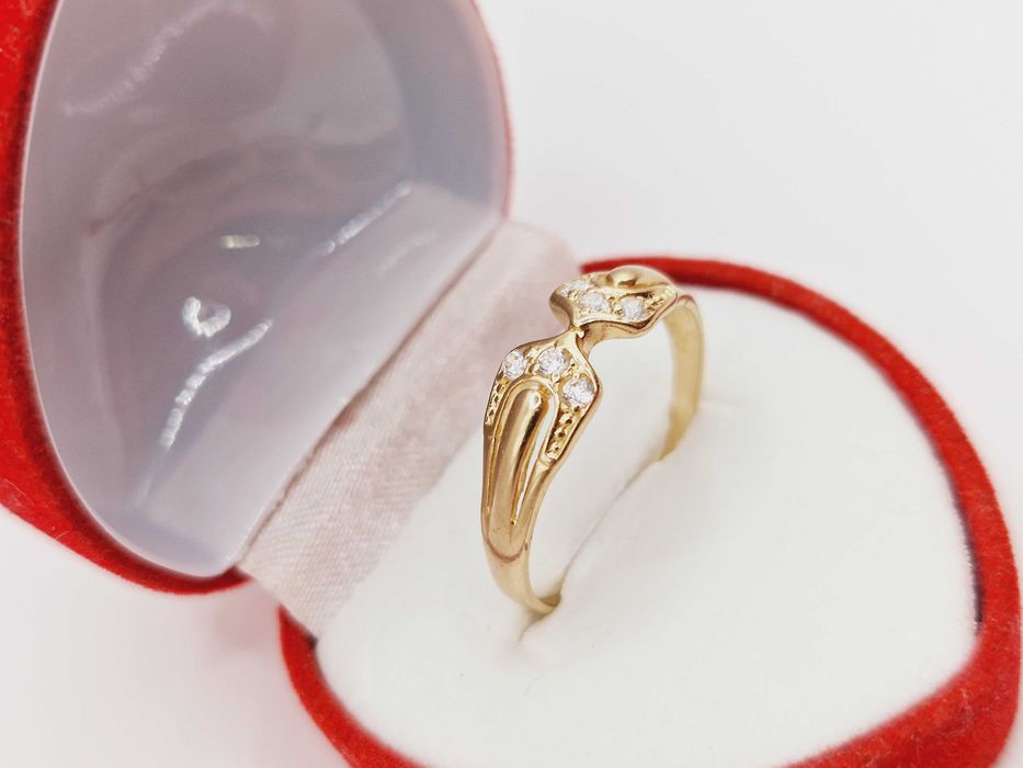 Ciekawy Złoty Pierścionek pr.585 (14K)