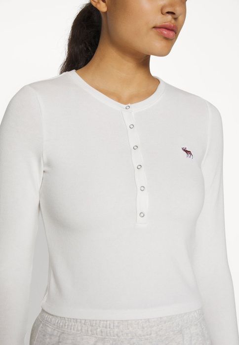 Bluzka basic biała logo Abercrombie & Fitch XL