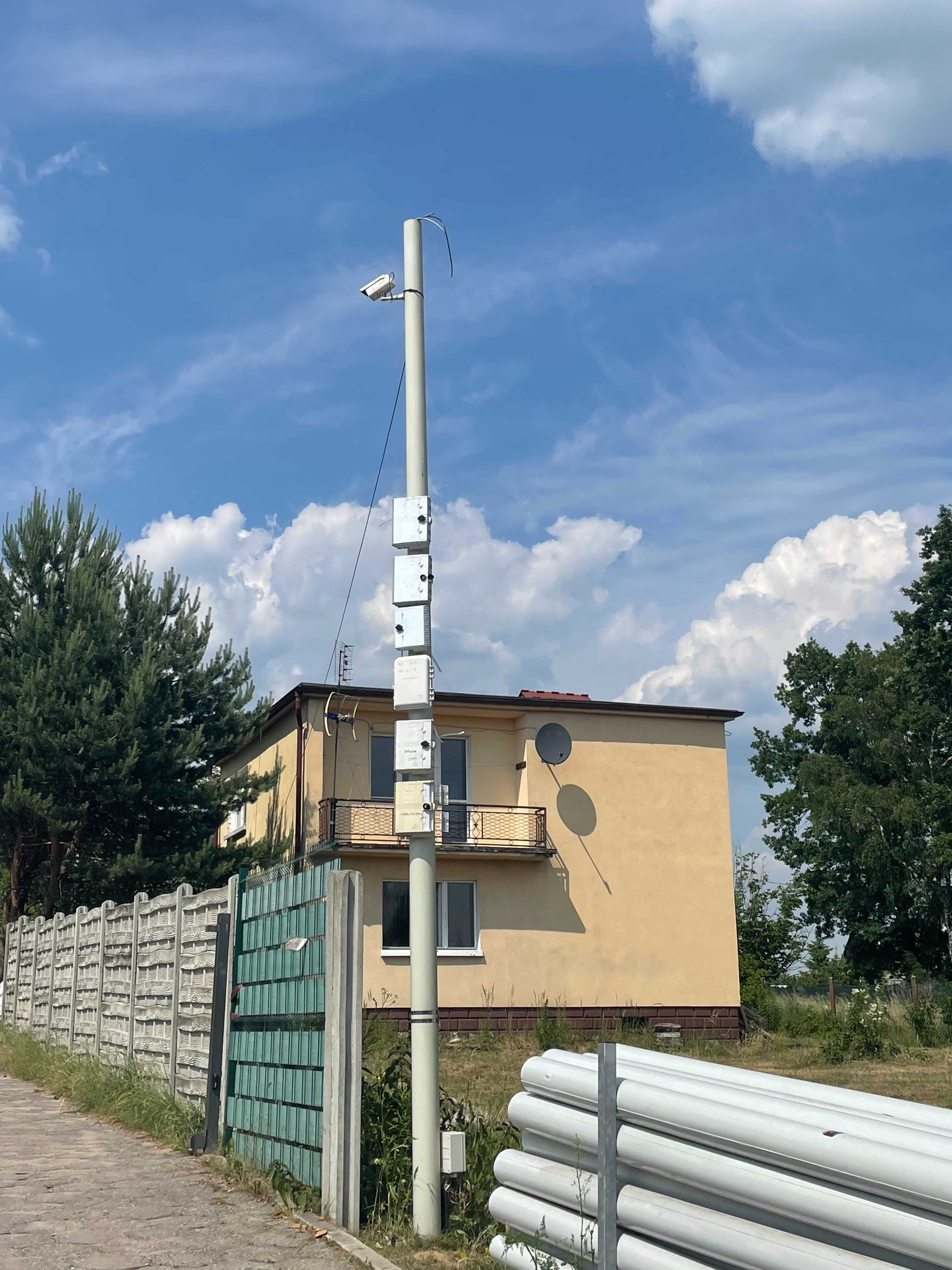 Oświetlenie ogrodowe Słupy pod Lampy Kamery Światłowód 7m