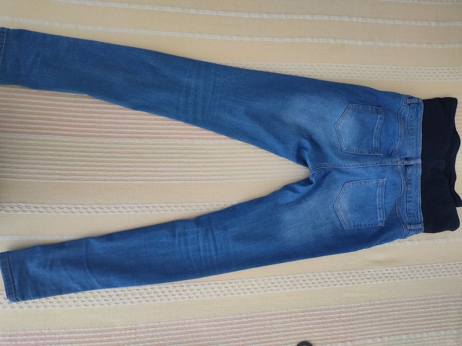 Jeans skinny em ganga stretch, para grávida - azul escuro desbotado