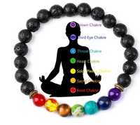 Pulseiras 7 Chakras com pedras de  lava vulcânica