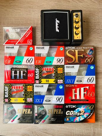 Cassetes de áudio novas e seladas, várias marcas