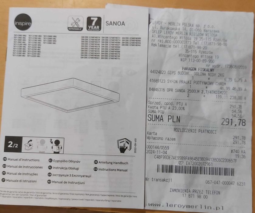 Lampa led IP44 #panel #plafon regulacja barwy z serii Inspire OKAZJA!