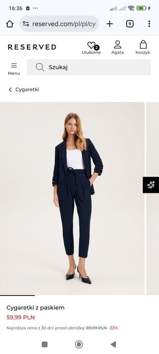 Komplet garnitur marynarka spodnie damskie l/xl