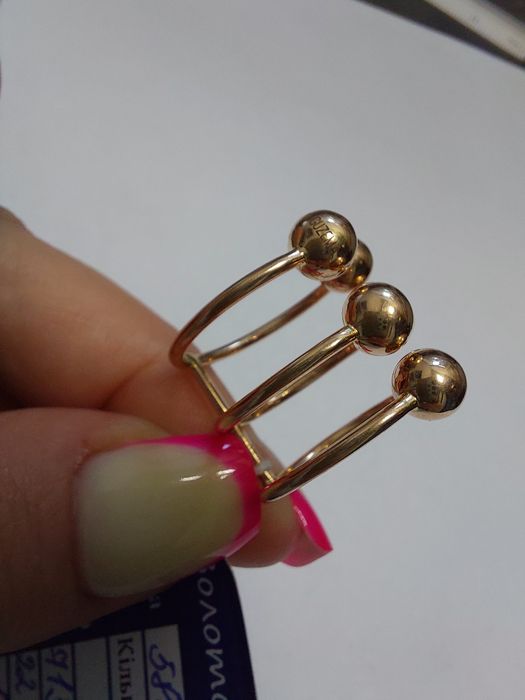 Золотое фаланговое кольцо GUZEMA с шариками