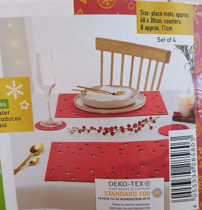 Maty filcowe świąteczne czerwone zestaw 4 szt Boże Narodzenie stół