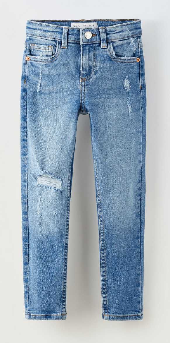 Zara nowe spodnie jeansy rurki skinny z rozdarciami 10 lat 140