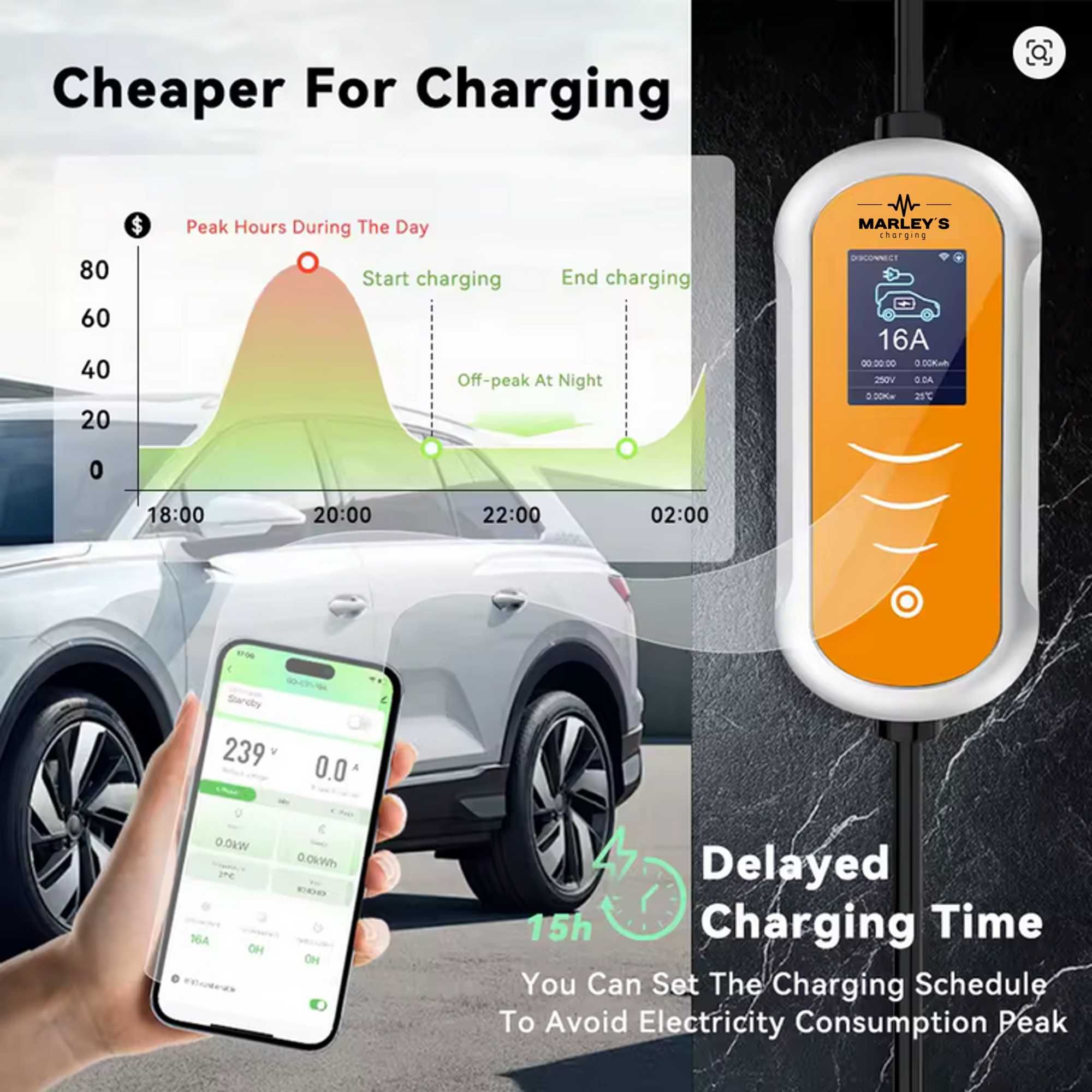 Carregador Portátil 11 kw - 16A -Tipo 2 - C/ APP WI-FI