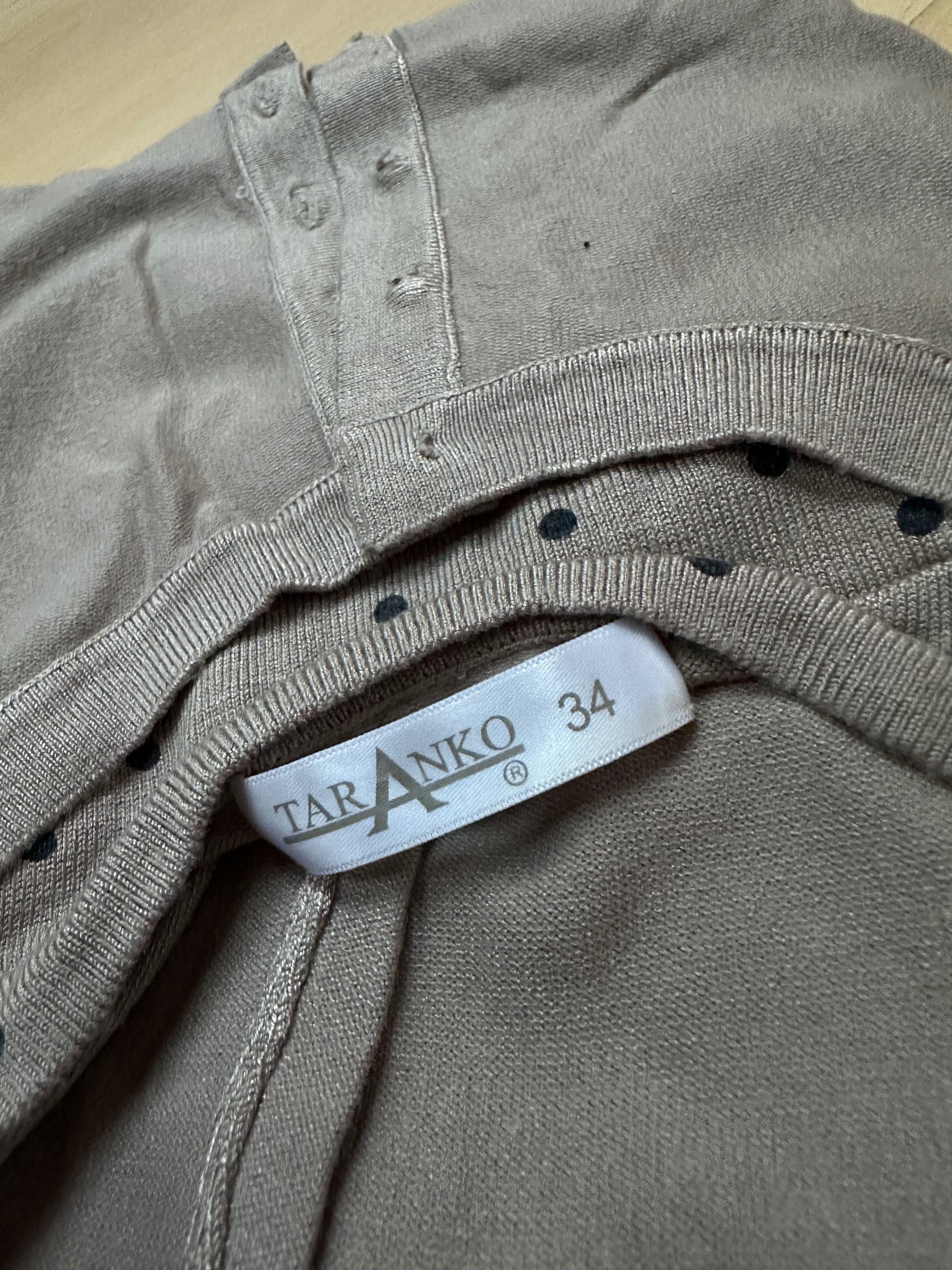 Taranko y2k sweter guziki beż brąz róż kropki kardigan