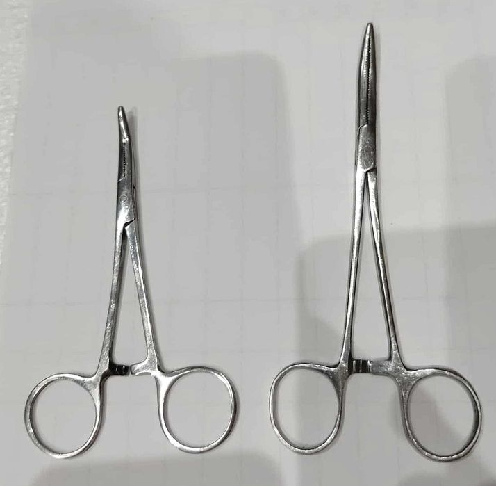 Kleszcze hemostatyczne zagięte – stal chirurgiczna, komplet 2 szt.