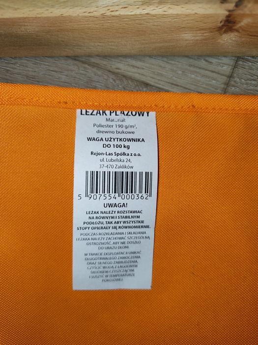 Nowy Nieużywany Drewniany Leżak Plażowy Zielony